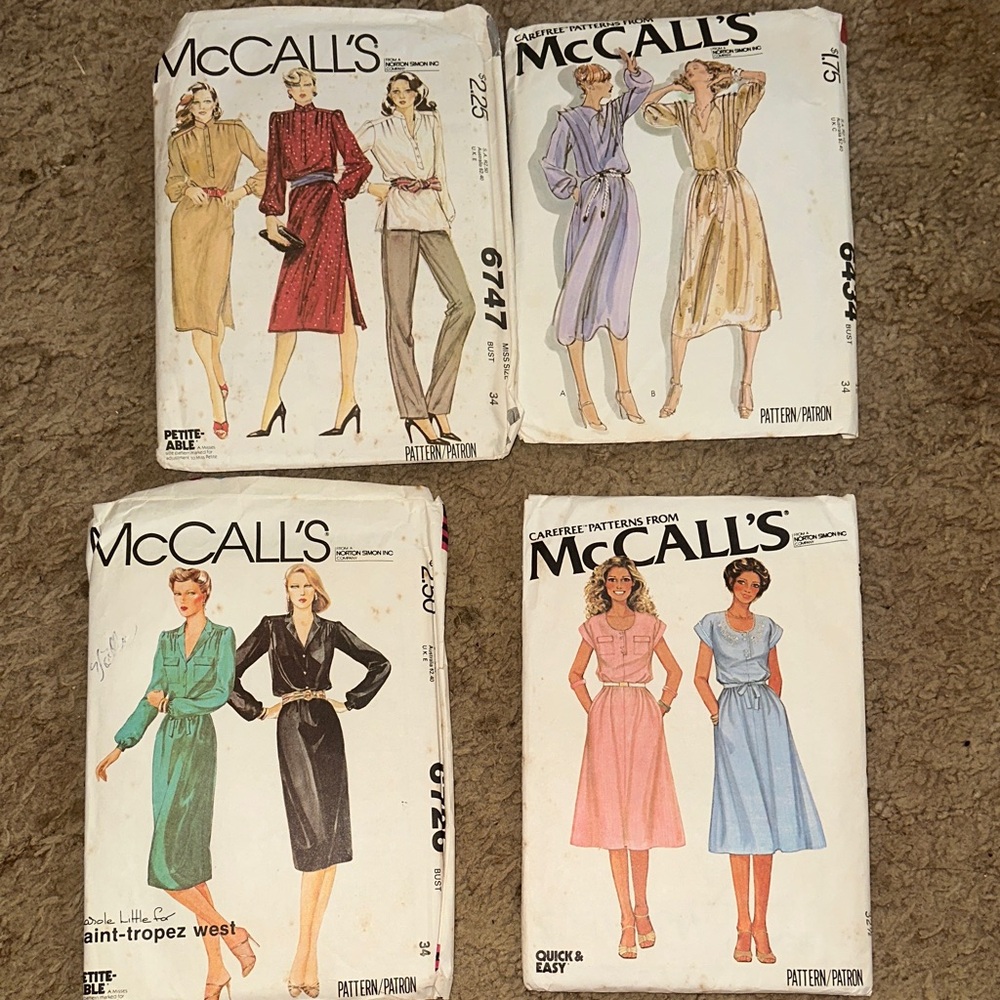 Vintage 1979 McCall’s sewing patterns 4pc lot